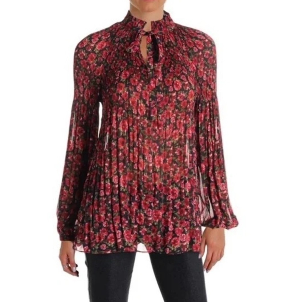 Lauren Ralph Lauren Women's Duong Sheer Pleated Blouse Womens size small